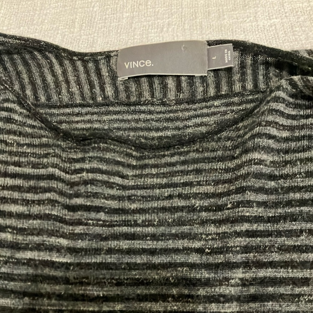 Vince Black and Gray Striped Top